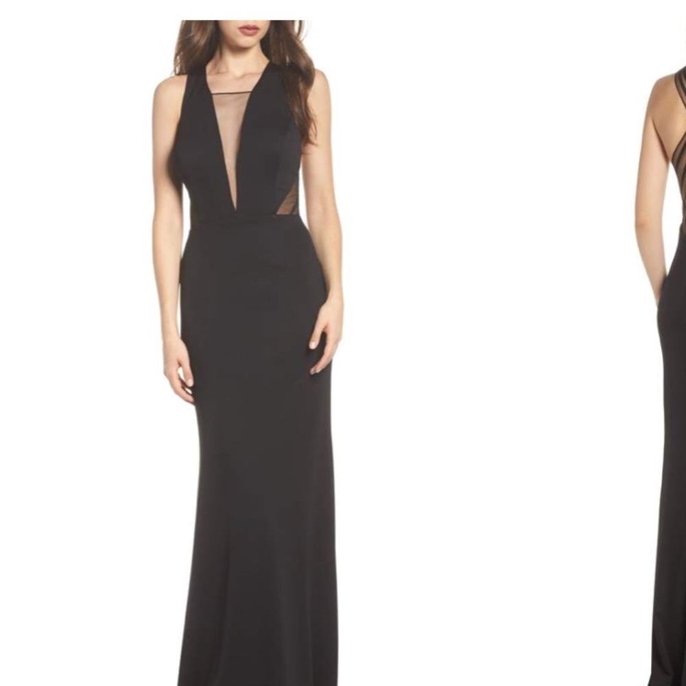 Adrianna papell black fitted dress.